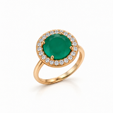 bague onyx vert halo zircon blanc alba orphée bijoux vue de coté debout
