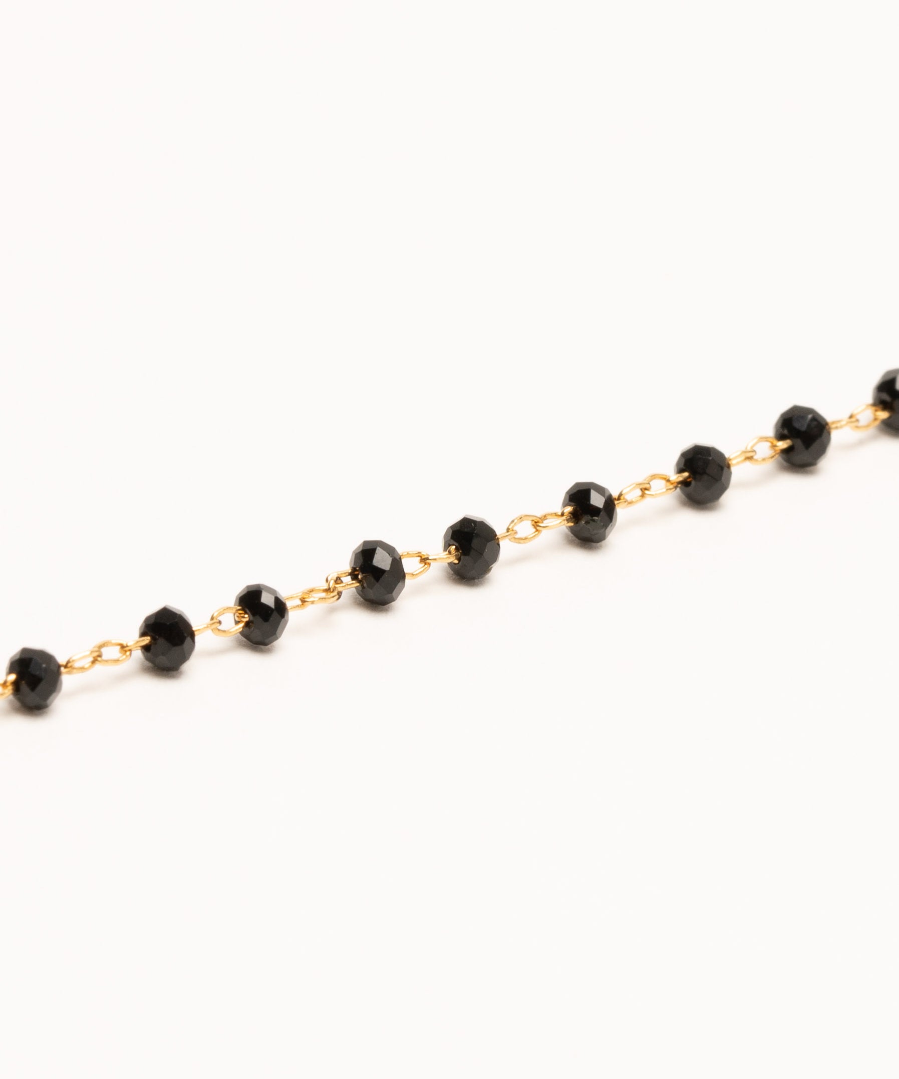 bracelet réglable chainette de rallonge fanette réglable perle noir délicat chaine rosaire plaqué or doré poétique fin excellent rapport qualité prix | Teinte : Cristaux de verre noir