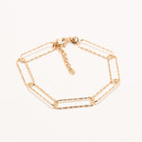 Bracelet réglable Alix - Plaqué Or doré Maillon trombone martelé délicat chainette de rallonge rendant le bracelet ajustable à tous les poignets, cadeau réussi