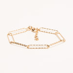 Bracelet réglable Alix - Plaqué Or doré Maillon trombone martelé délicat chainette de rallonge rendant le bracelet ajustable à tous les poignets, cadeau réussi tendance 