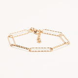 Bracelet réglable Alix - Plaqué Or doré Maillon trombone martelé délicat chainette de rallonge rendant le bracelet ajustable à tous les poignets, cadeau réussi tendance 