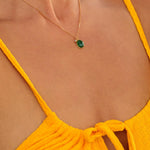 collier intemporel 45cm avec oxyde de zirconium et pierre fine naturelle  onyx vert,