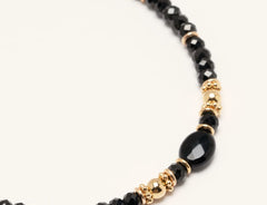 collier perles facettes onyx noir 