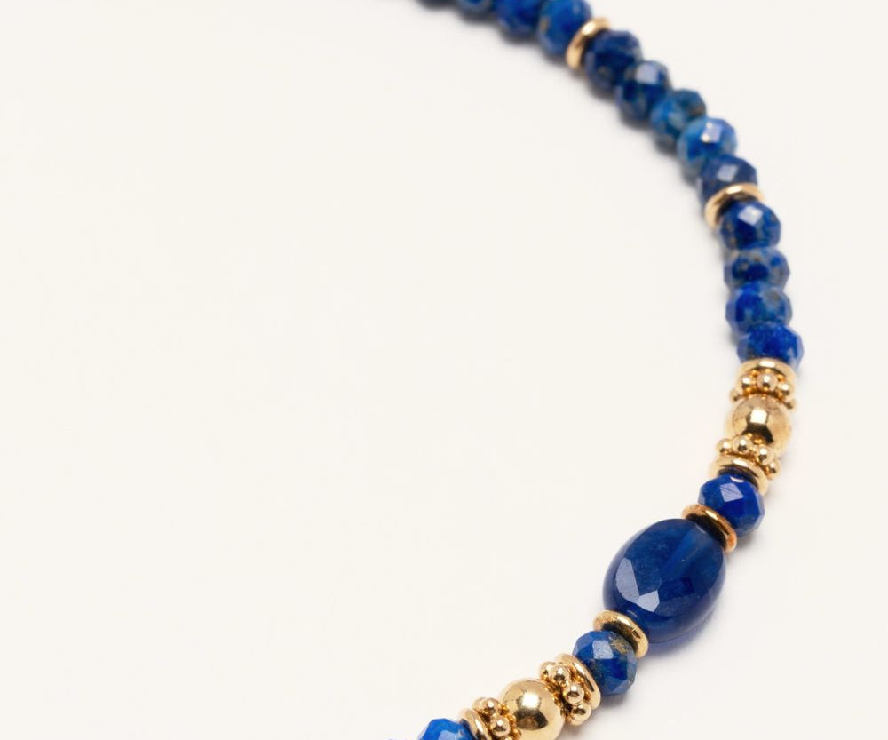 collier perles facettes bleu lapis lazuli 