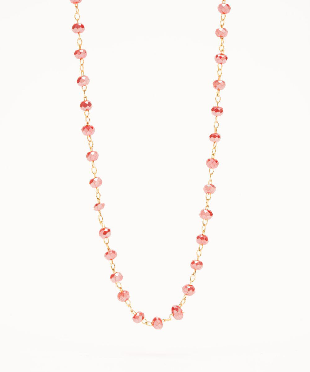 collier ras de cou réglable de 40 à 45 cm, chaine rosaire, perles rouge à facettes plaqué or doré  chainette de rallonge. collier fin et délicat, bijou unique cadeau sympa et pas cher. 