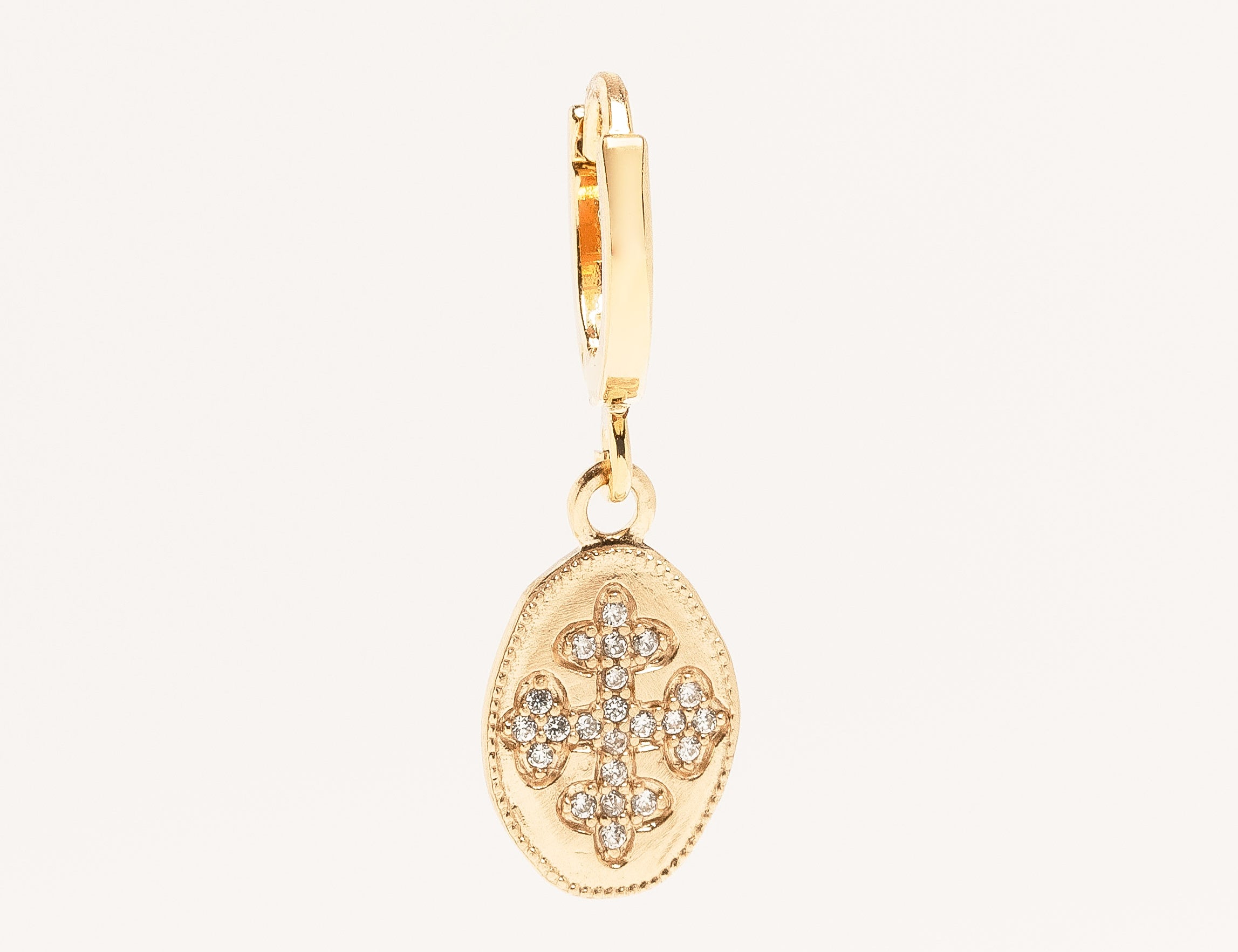 orphée bijoux - mini créole - boucle d'oreille - vendu à la paire ou à l'unité - boucle pendante - croix - oxyde de zirconium blanc - strass 