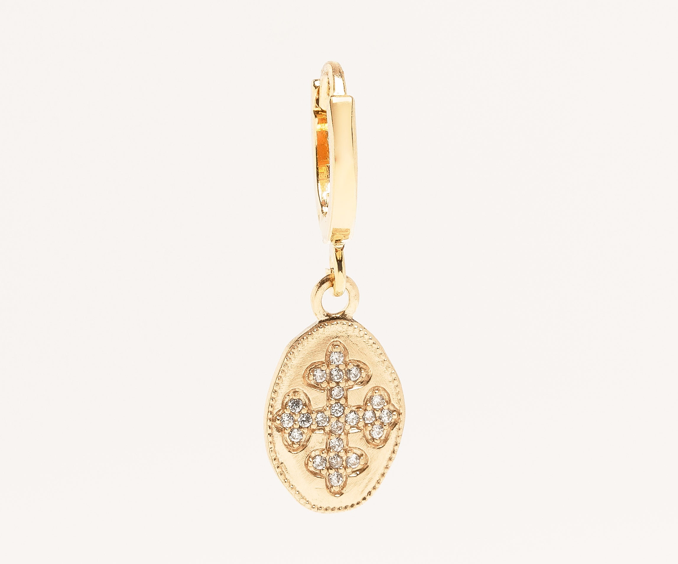 orphée bijoux - mini créole - boucle d'oreille - vendu à la paire ou à l'unité - boucle pendante - croix - oxyde de zirconium blanc - strass 