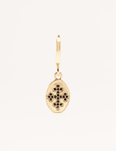 orphée bijoux - mini créole - boucle d'oreille - vendu à la paire ou à l'unité - boucle pendante - croix - oxyde de zirconium noir - strass 