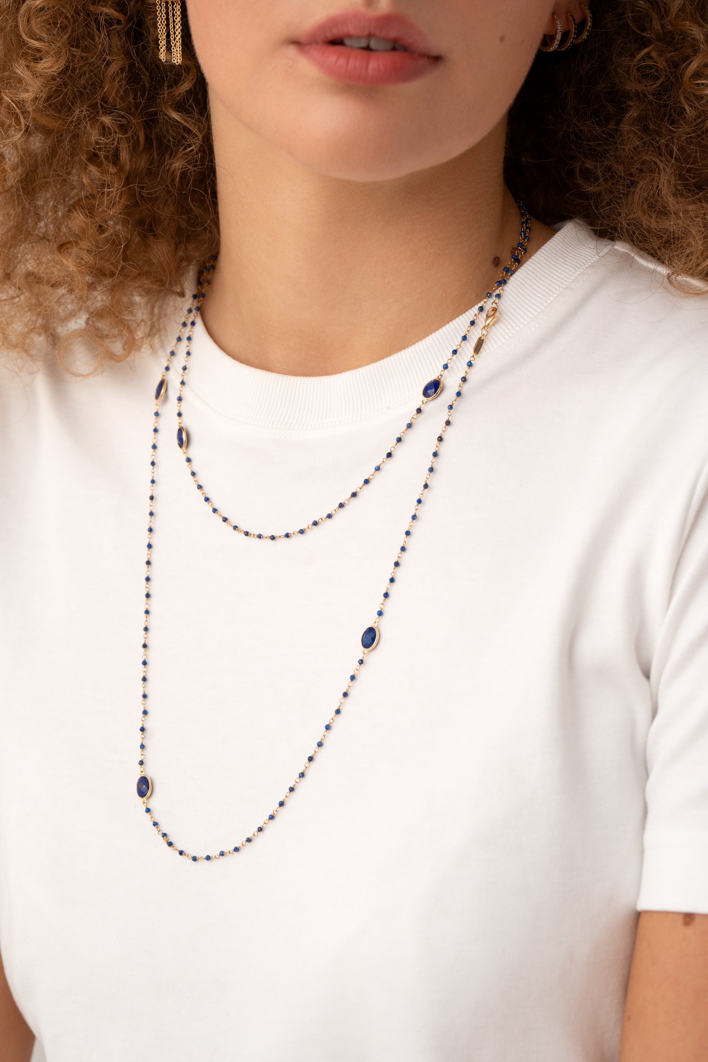 collier sautoir pierre fine double triple tour de cou bracelet de poignet ou de cheville  onyx noir bijou boheme chic intemporel 1 bijou pour plusieurs possibilités d'être porté