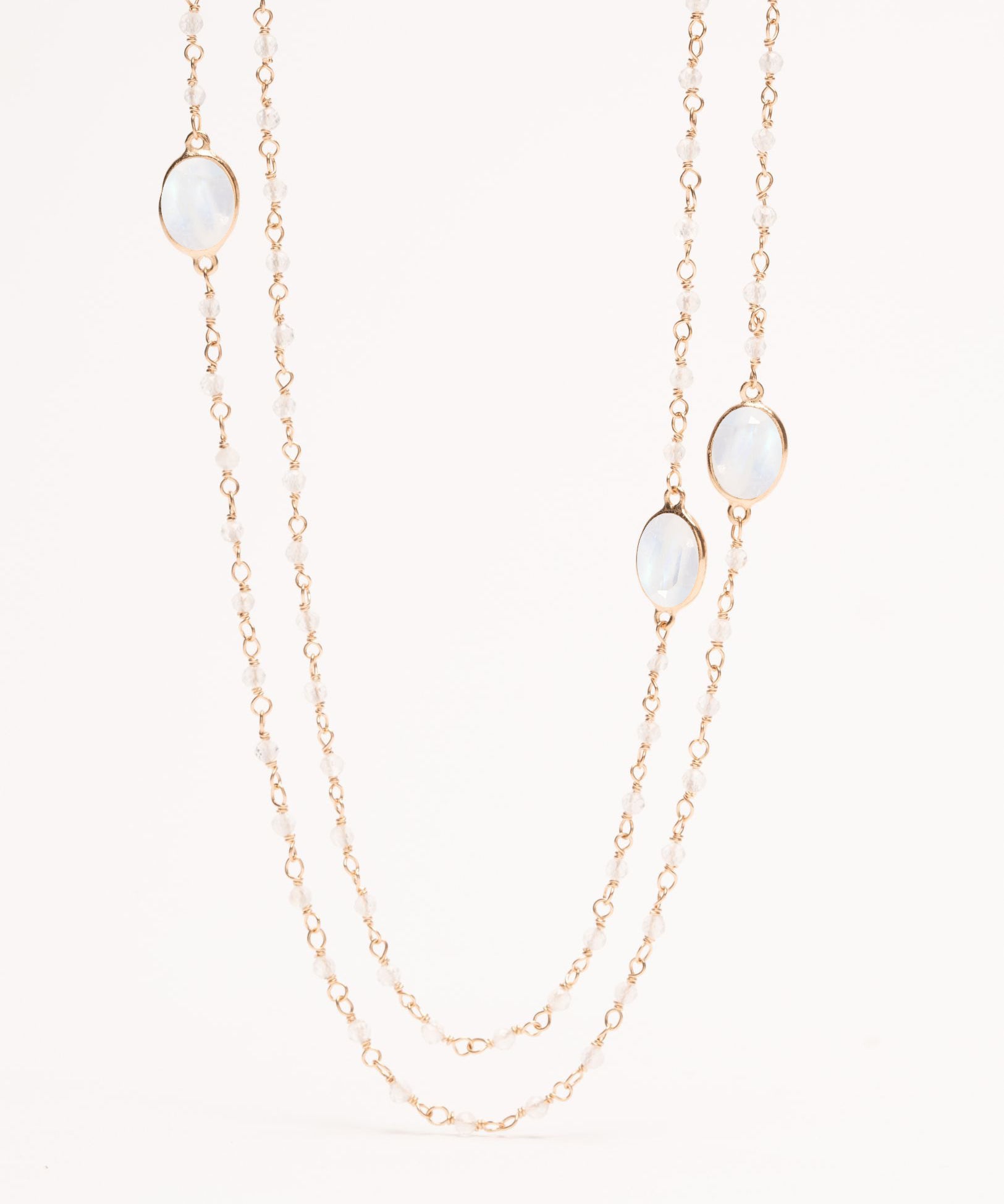 collier sautoir pierre fine double triple tour de cou bracelet de poignet ou de cheville pierre de lune bijou boheme chic intemporel 1 bijou pour plusieurs possibilités d'être porté