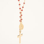 collier sautoir perles rouges couleur mode tendance pendentif croix vierge 