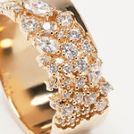 Orphée bijoux Bague large avec une constellation d'oxydes de zirconiums blancs étincelants, en plaqué or 3 microns 750/1000