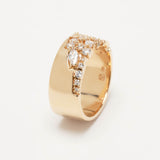 Orphée bijoux Bague large avec une constellation d'oxydes de zirconiums blancs étincelants, en plaqué or 3 microns 750/1000