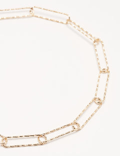 Orphée bijoux Collier ras de cou tendance maillons trombone martelés scintillants solaire plaqué or doré 3 microns 750/1000