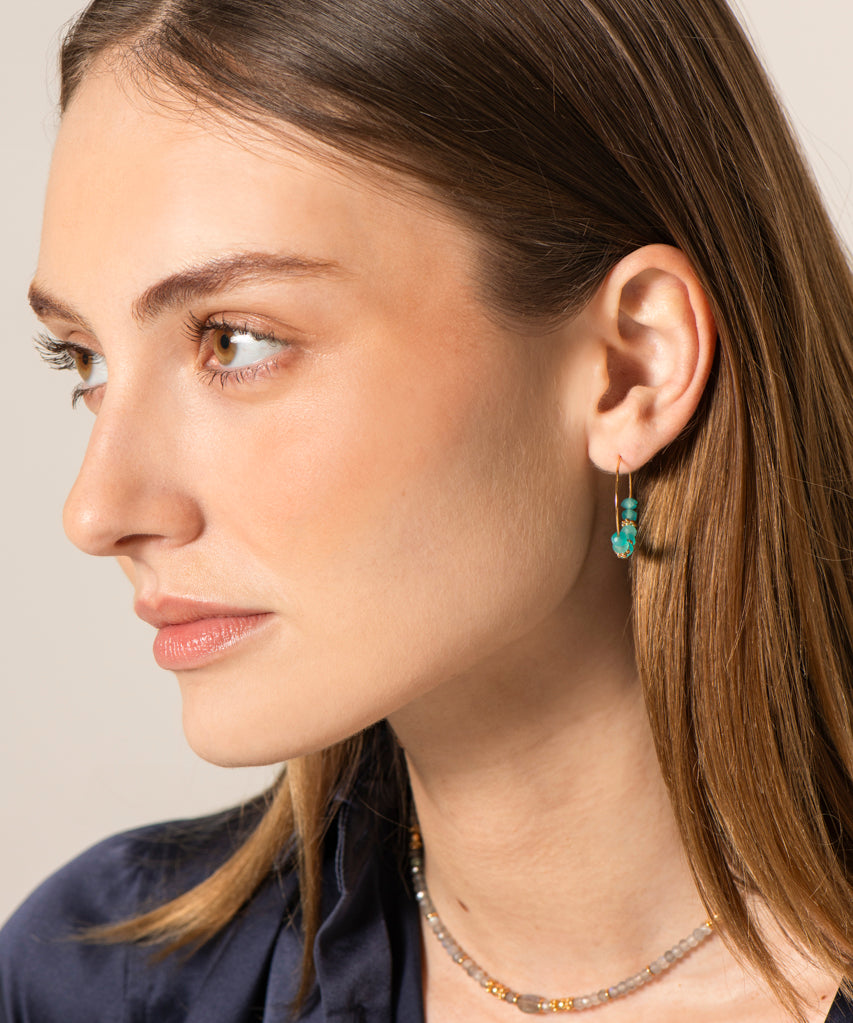 orphée bijoux - collier - louise -pierres fines -  amazonite - cyanite - labradorite - lapis lazuli - onyx noir - perles d'eau douce - palqué or - doré - perles