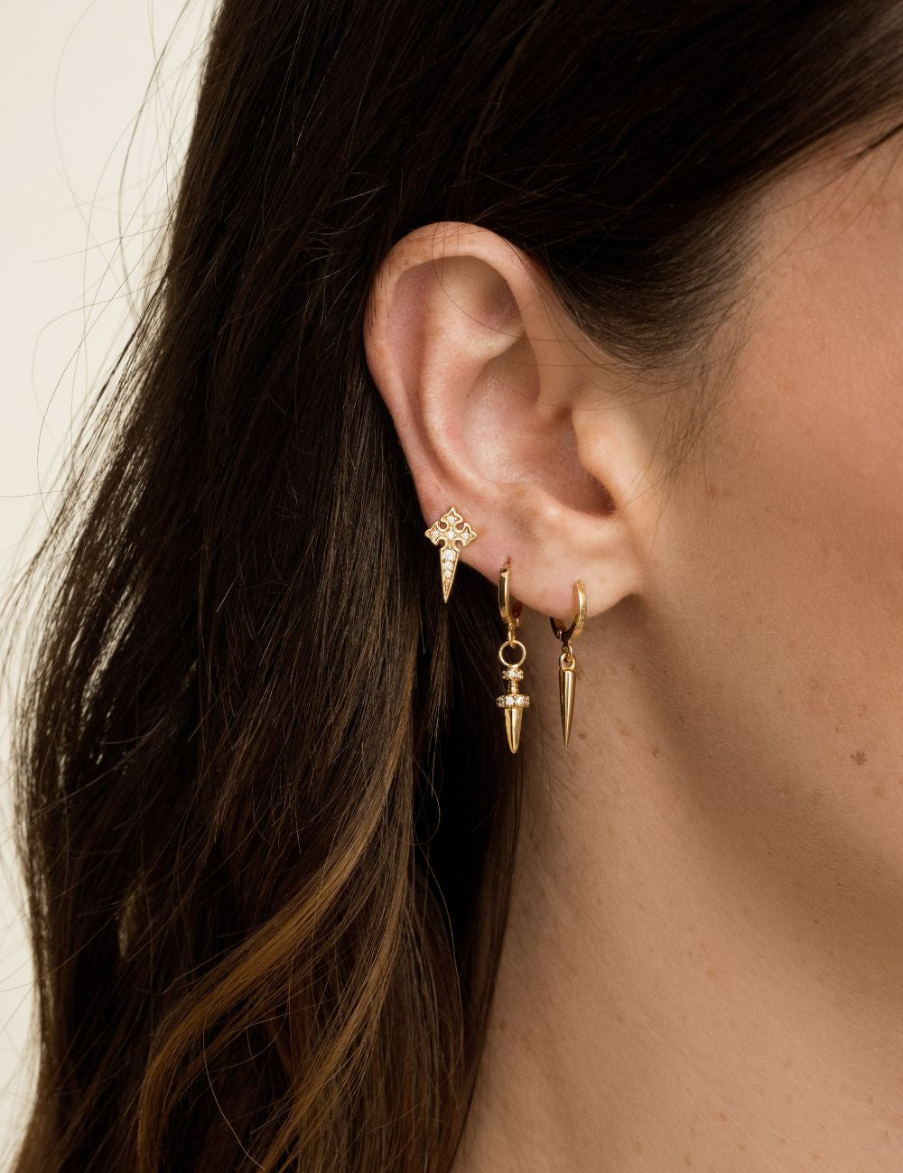 Boucles d'oreilles croix de Camargue puces vermeil Boucles d'oreilles croix de Camargue puces vermeil