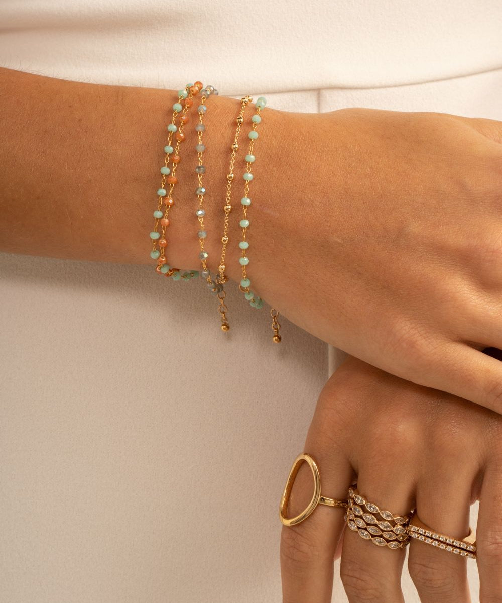 bracelet fanette perles facette couleur bleu vert orange noir rouge fin délicats cadeau réussi chaine rosaire 