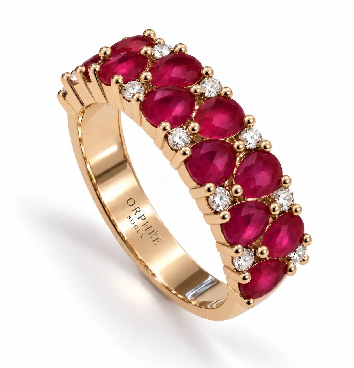 bague doré avec pierres rouges et zircon blanc raffiné et cadeau impeccable à offrir
