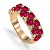 bague doré avec pierres rouges et zircon blanc raffiné et cadeau impeccable à offrir