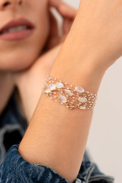 collier sautoir pierre fine double triple tour de cou bracelet de poignet ou de cheville  pierre de lune bijou boheme chic intemporel 1 bijou pour plusieurs possibilités d'être porté