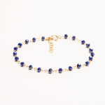 bracelet réglable chainette de rallonge fanette réglable perle bleu majorel délicat chaine rosaire plaqué or doré poétique fin excellent rapport qualité prix  