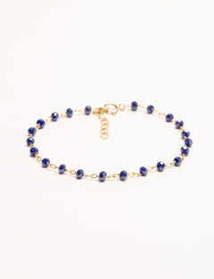 bracelet réglable chainette de rallonge fanette réglable perle bleu majorel délicat chaine rosaire plaqué or doré poétique fin excellent rapport qualité prix  