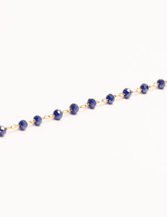 bracelet réglable chainette de rallonge fanette réglable perle bleu délicat chaine rosaire plaqué or doré poétique fin excellent rapport qualité prix | Teinte : Cristaux de verre bleu