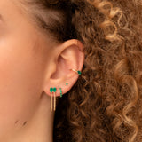 stacking accumulation de boucles d'oreilles vertes sympa puce creole strass