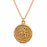 medaille don camillo cavalier cheval ronde et doré sur chaine maille forçat