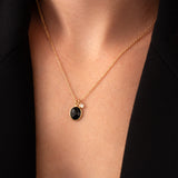 collier 45 cm pendentif noir pierre fine naturelle onyx noir lithotérapie parfait cadeau fete des meres noel anniversaire bijou doux elegant chic